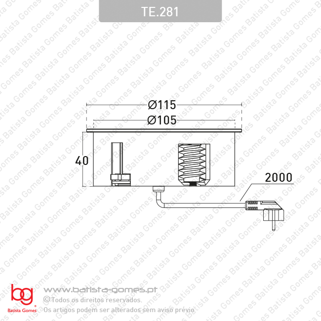 Tomada el�trica de embutir horizontal